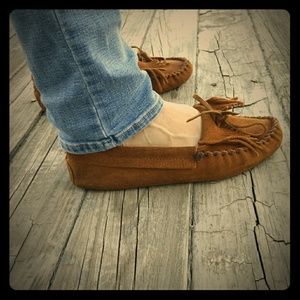 Minnetonka Soft Sole Leather Moccasins 7.5m 9.5w